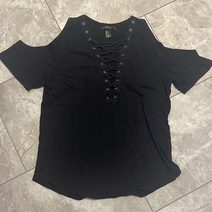Forever 21 black lace up front and shoulder cut outs. Size S. Great condition.